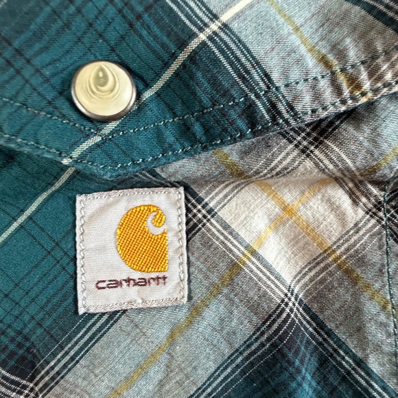 Carhartt Button Down Shirt Mens Large Plaid Rugged Flex Relaxed Fit Long Sleeve - Picture 6 of 8